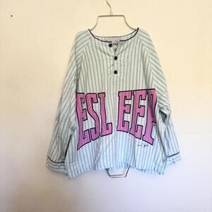 ESLEEP vintage baseball night tee in blue and pink!
